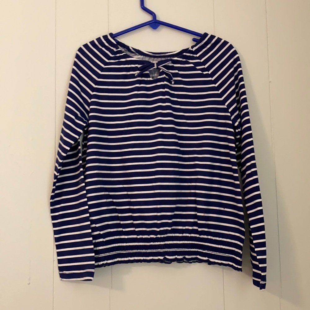 Girl size 5/6 Navy and white striped long sleeve shirt. NWT